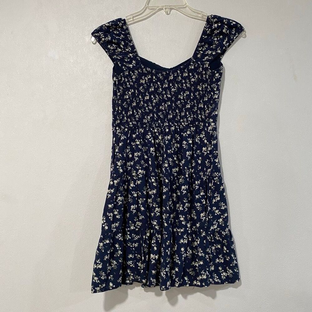Hollister Blue Floral Mini Dress XS Cottagecore Babydoll Summer Dress - Picture 3 of 7